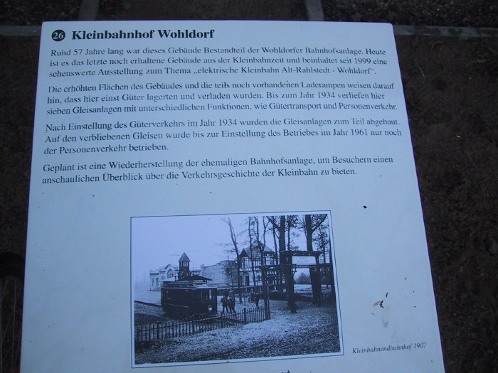 Tafel Kleinbahnhof Wohldorf